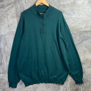 Shaquille O'Neal Men's XLG 3XL Tall Quarter-Zip JuneBug Green Sweater
